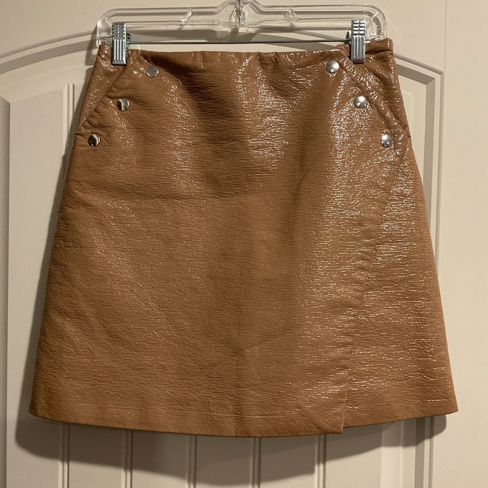97. Ba&sh Camel Lady Skirt with Silver Buttons, Size Medium.